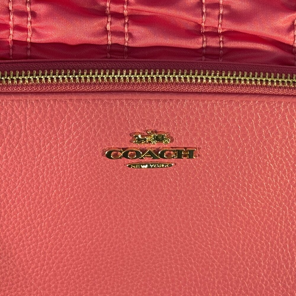 Coach C4093 Court Tote Shoulder Bag Confetti Pink Rouching Nylon w/Leather - Picture 3 of 15